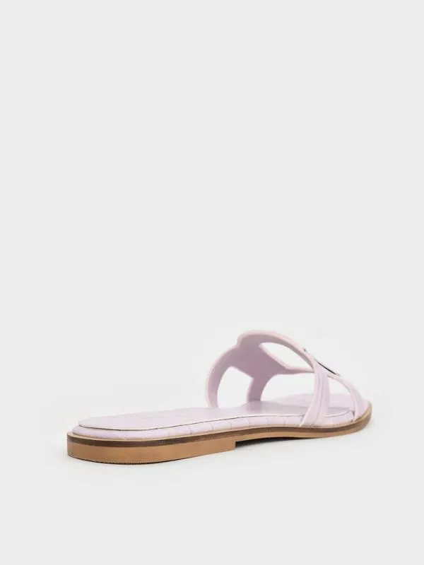 Women Easley CrocEffect CutOut Slide Sandals 8211 Animal Print Lilac CHARLES and KEITH Sandals Women Easley CrocEffect CutOut Slide Sandals 8211 Animal Print Lilac CHARLES and KEITH Sandals