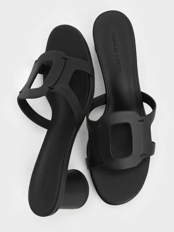 Women Easley CutOut Heeled Sandals 8211 Black CHARLES and KEITH Heels