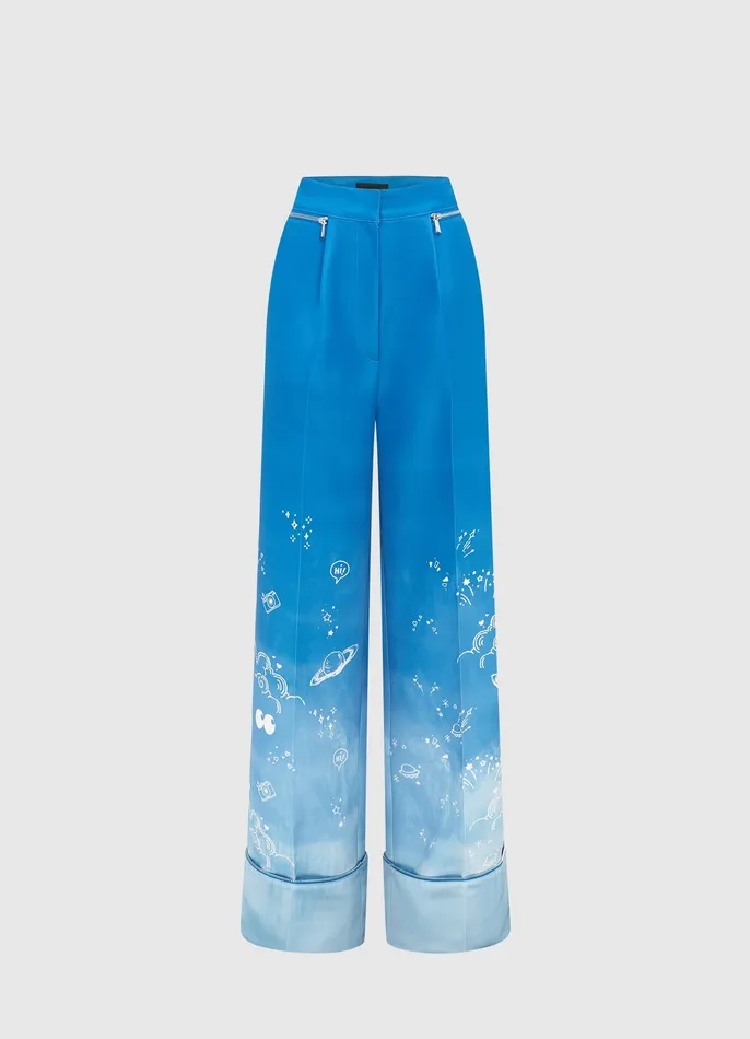 Women Ellis Wide Leg Pants 8211 Aerial Print Two Piece Sets LEO LIN