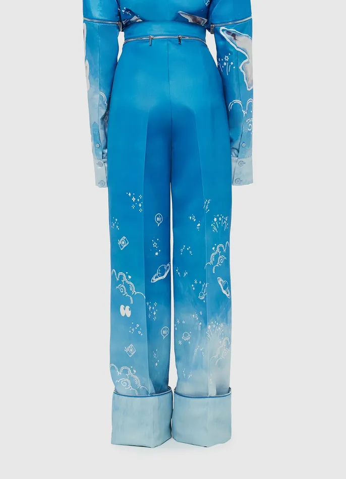 Women Ellis Wide Leg Pants 8211 Aerial Print Two Piece Sets LEO LIN