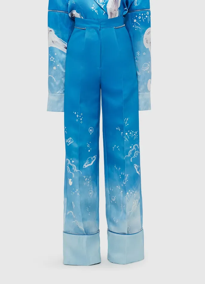 Women Ellis Wide Leg Pants 8211 Aerial Print Two Piece Sets LEO LIN
