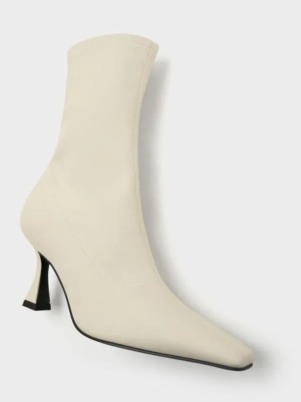 Women Elongated SquareToe Ankle Boots 8211 Chalk CHARLES and KEITH Boots