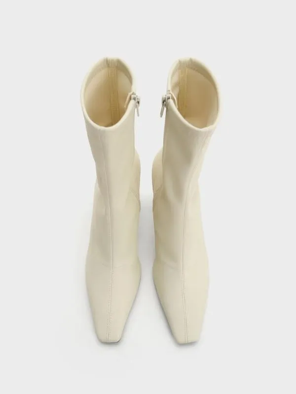 Women Elongated SquareToe Ankle Boots 8211 Chalk CHARLES and KEITH Boots
