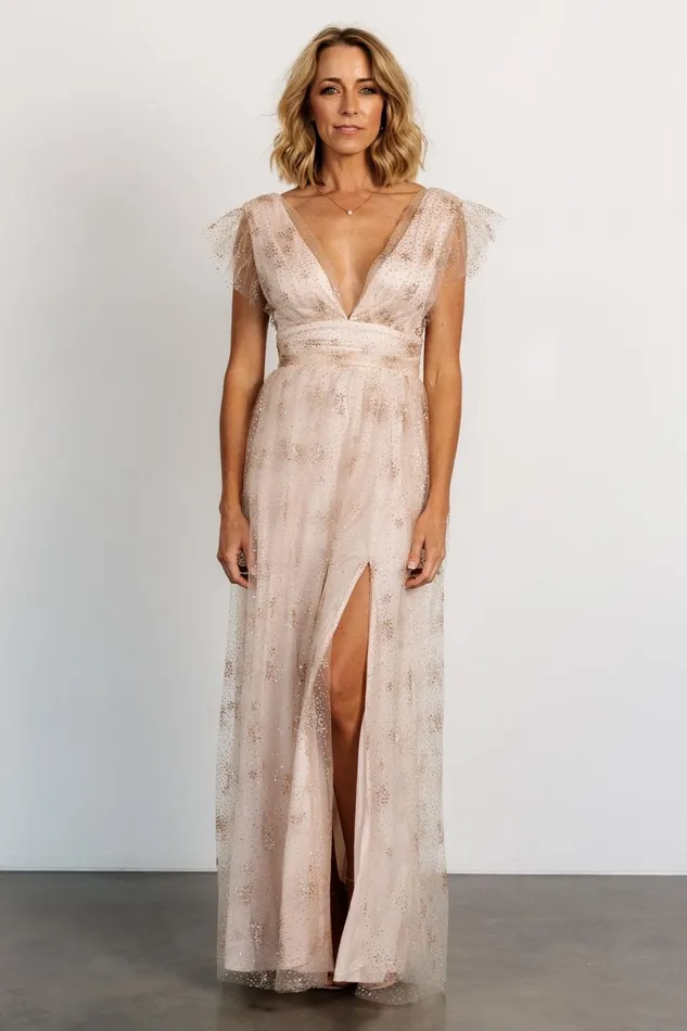 Women Embellished Sequin Baltic Born Adalyn Shimmer Maxi Dress Blush Gold Women Embellished Sequin Baltic Born Adalyn Shimmer Maxi Dress Blush Gold