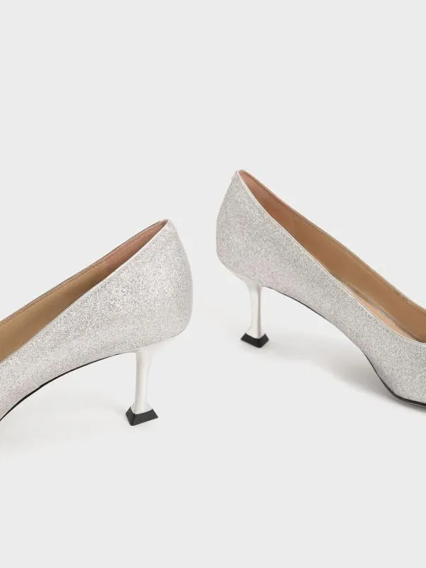 Women Ever Glittered GemEmbellished Kitten Heel Pumps 8211 Silver CHARLES and KEITH Heels Women Ever Glittered GemEmbellished Kitten Heel Pumps 8211 Silver CHARLES and KEITH Heels