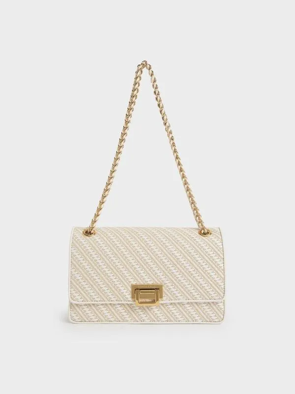 Women Everline Woven BraidedStrap Shoulder Bag 8211 White CHARLES and KEITH Shoulder Bags Women Everline Woven BraidedStrap Shoulder Bag 8211 White CHARLES and KEITH Shoulder Bags