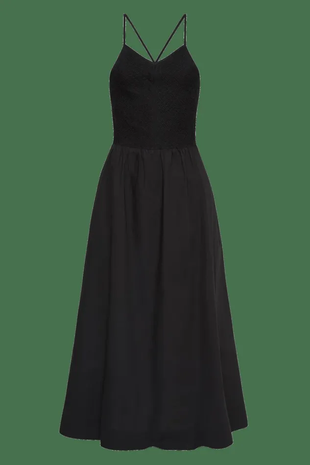 Women Faithfull The Brand Dresses Camera Midi Dress Black 8211 Faithfull The Brand