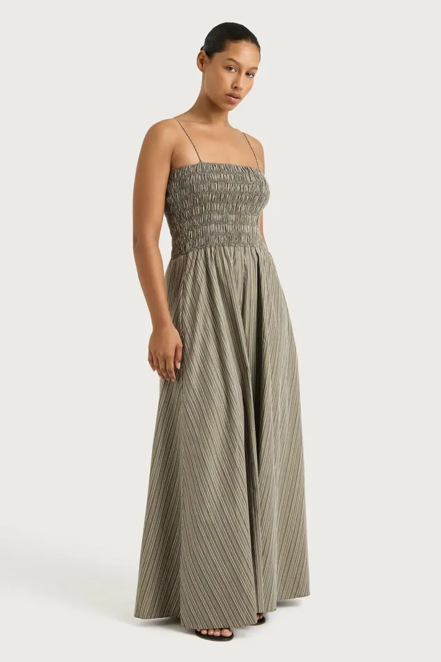Women Faithfull The Brand Dresses Lida Maxi Dress Khaki Stripe