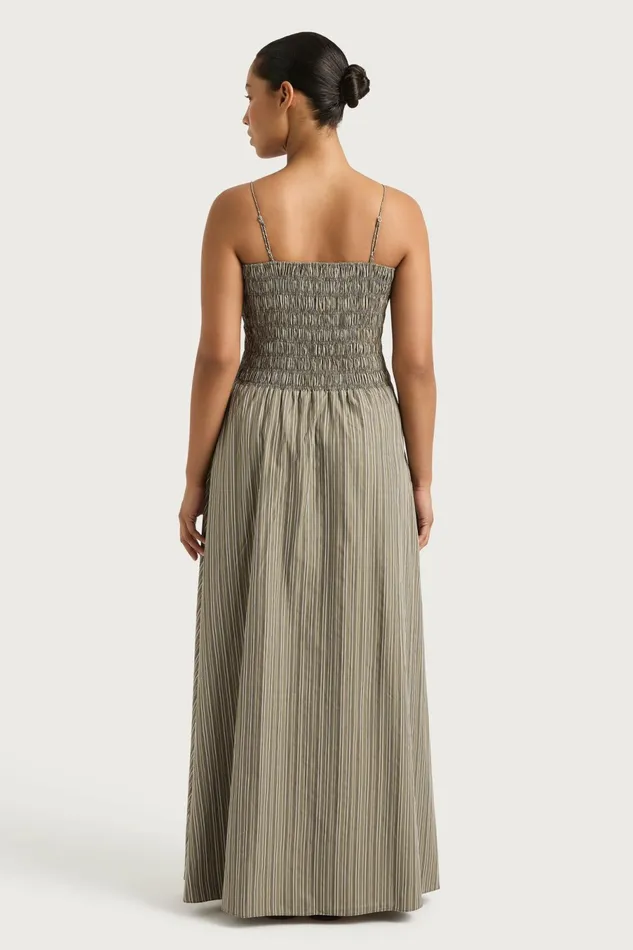 Women Faithfull The Brand Dresses Lida Maxi Dress Khaki Stripe