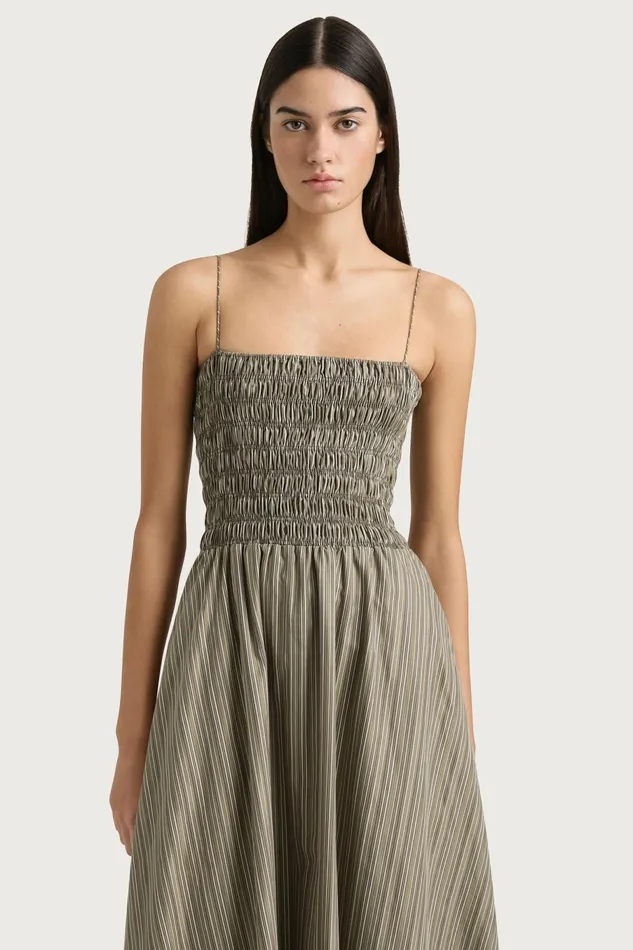 Women Faithfull The Brand Dresses Lida Maxi Dress Khaki Stripe