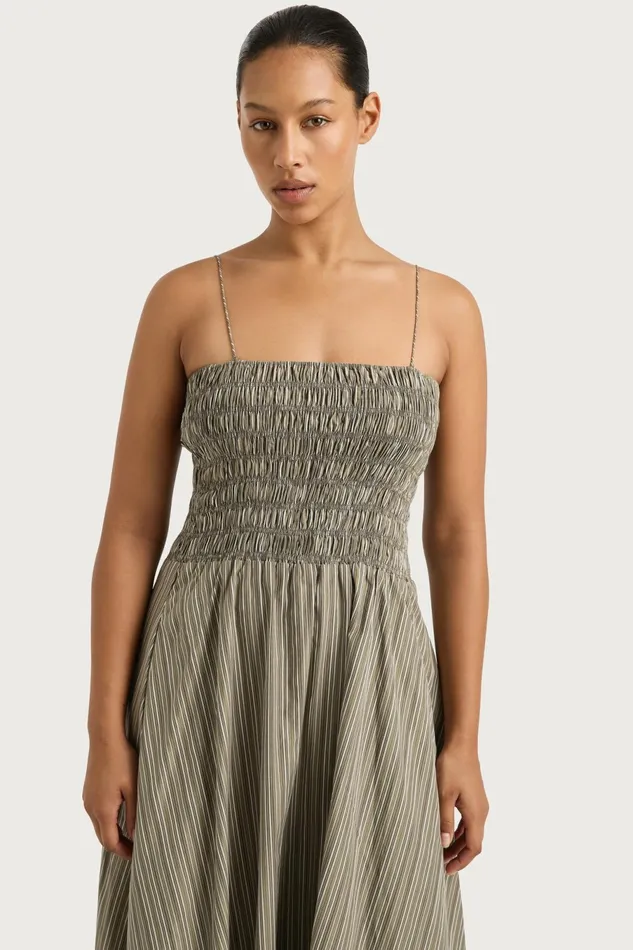 Women Faithfull The Brand Dresses Lida Maxi Dress Khaki Stripe