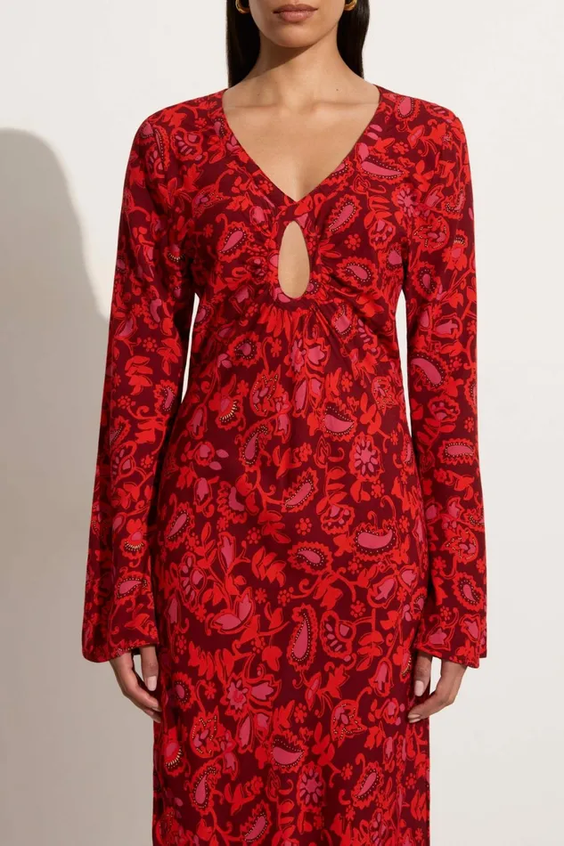 Women Faithfull The Brand Dresses Santino Maxi Dress Selcetta Paisley Red 8211 Faithfull The Brand