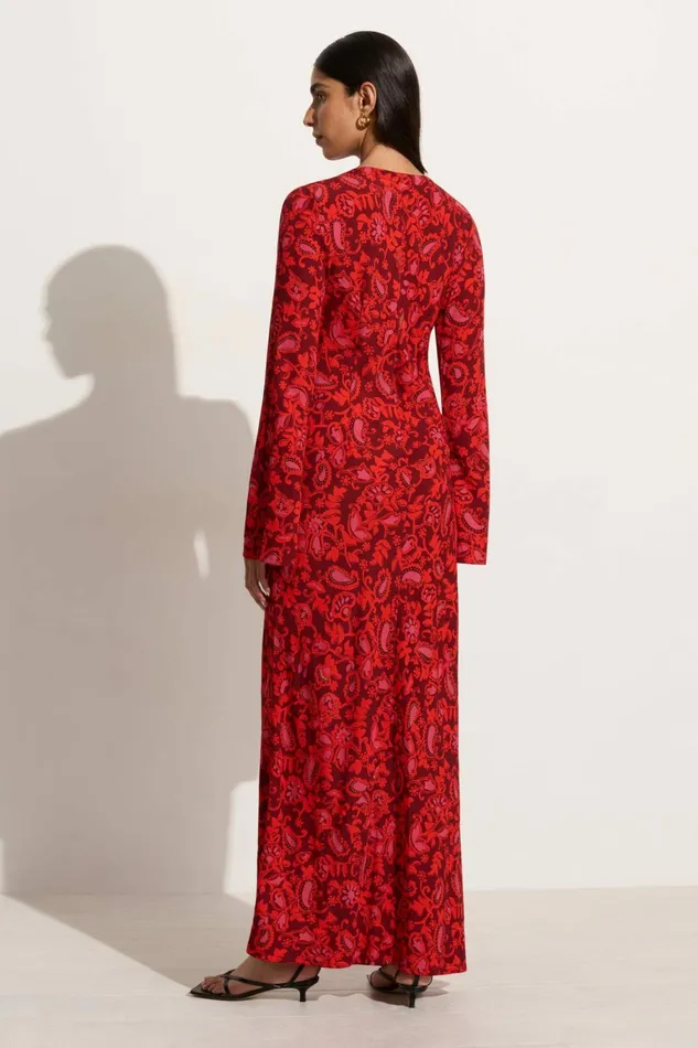 Women Faithfull The Brand Dresses Santino Maxi Dress Selcetta Paisley Red 8211 Faithfull The Brand