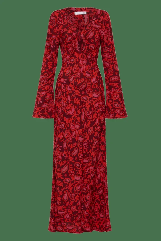 Women Faithfull The Brand Dresses Santino Maxi Dress Selcetta Paisley Red 8211 Faithfull The Brand