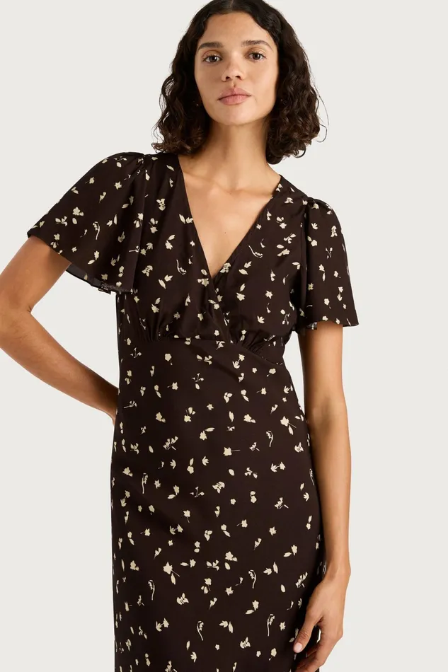 Women Faithfull The Brand Midi Dresses Boda Midi Dress Clover Brown