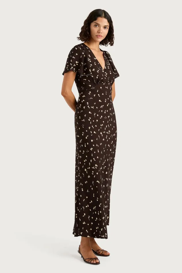 Women Faithfull The Brand Midi Dresses Boda Midi Dress Clover Brown