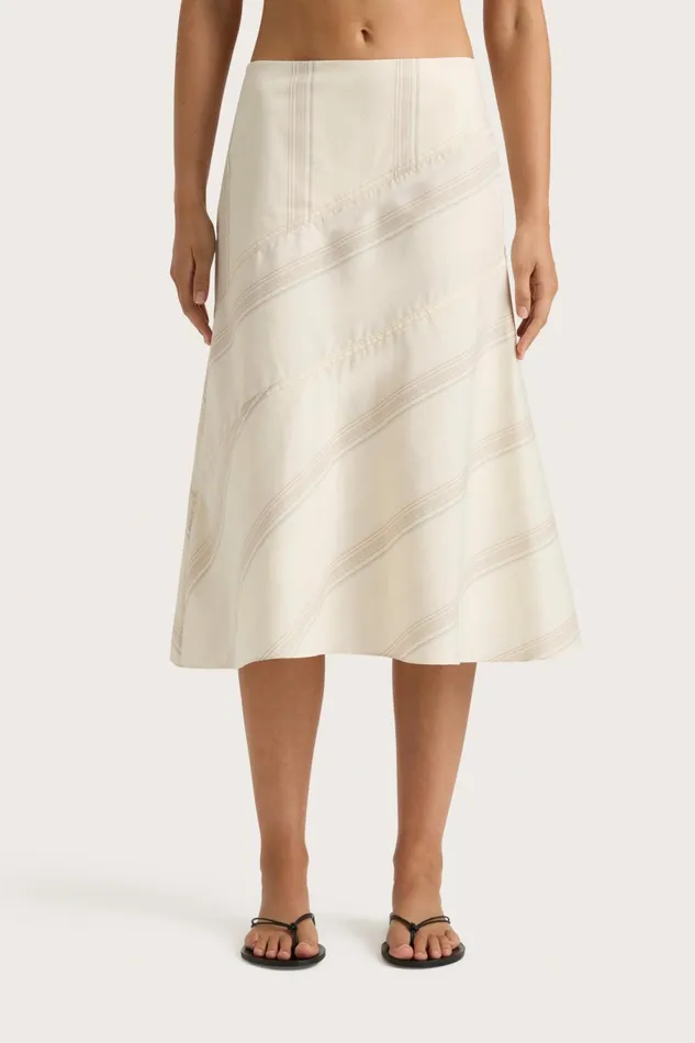 Women Faithfull The Brand Skirts and Shorts En Vau Skirt Foam Taupe Stripe