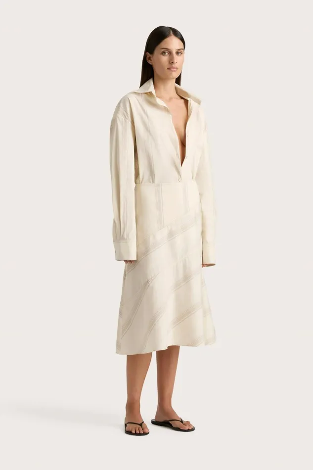 Women Faithfull The Brand Skirts and Shorts En Vau Skirt Foam Taupe Stripe