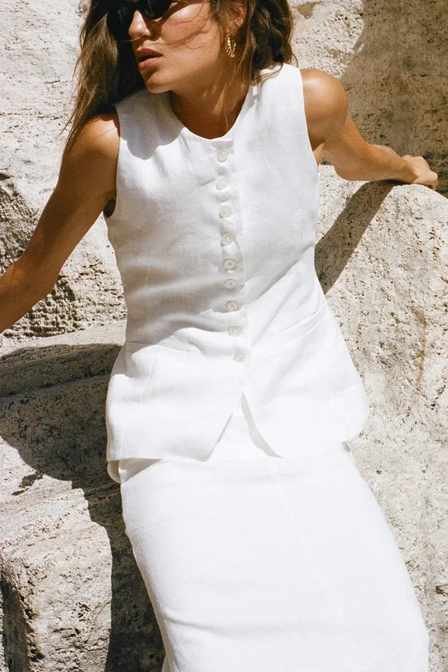 Women Faithfull The Brand Tops Domenico Vest White 8211 Faithfull The Brand
