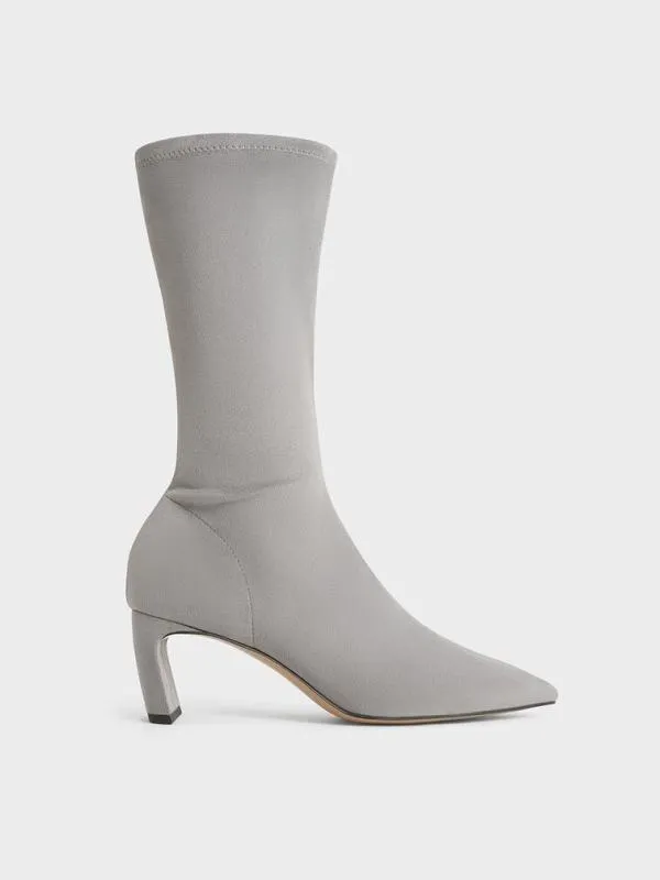 Women Faux Suede BladeHeel PointedToe Calf Boots 8211 Grey CHARLES and KEITH Boots Women Faux Suede BladeHeel PointedToe Calf Boots 8211 Grey CHARLES and KEITH Boots