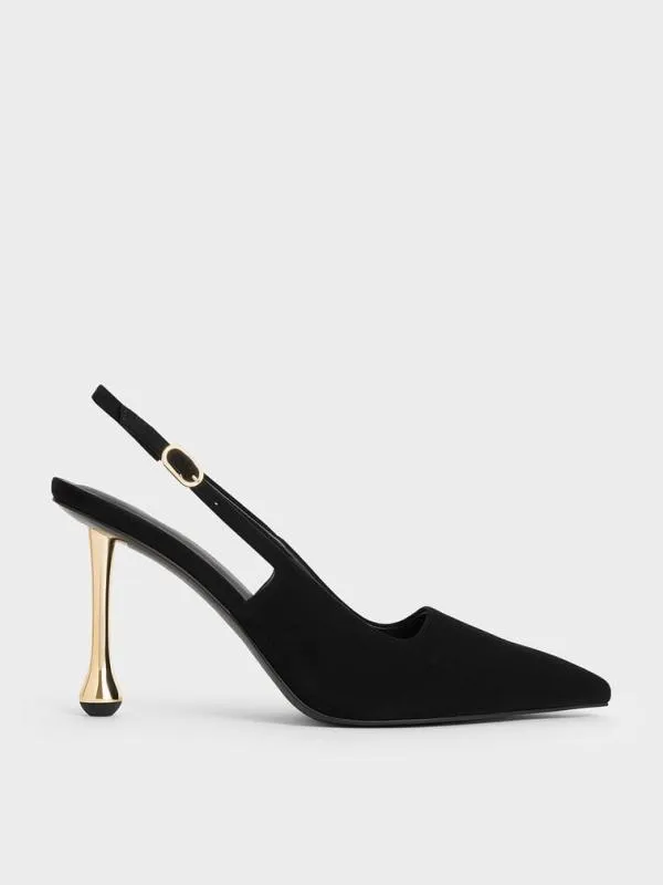 Women Faux Suede SculpturalHeel PointedToe Pumps 8211 Black Textured CHARLES and KEITH Heels Women Faux Suede SculpturalHeel PointedToe Pumps 8211 Black Textured CHARLES and KEITH Heels
