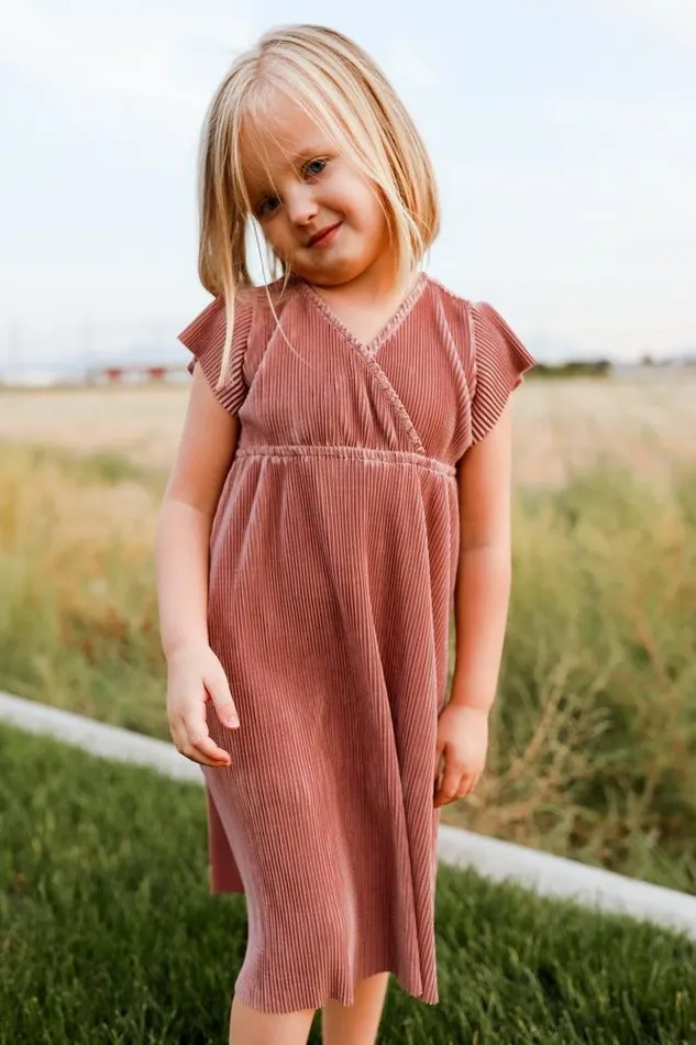 Women Flower Girl Baltic Born Toddler Athena Pleated Midi Dress Rose