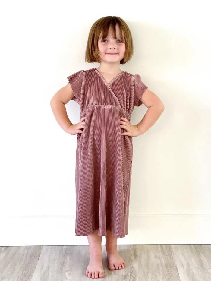 Women Flower Girl Baltic Born Toddler Athena Pleated Midi Dress Rose