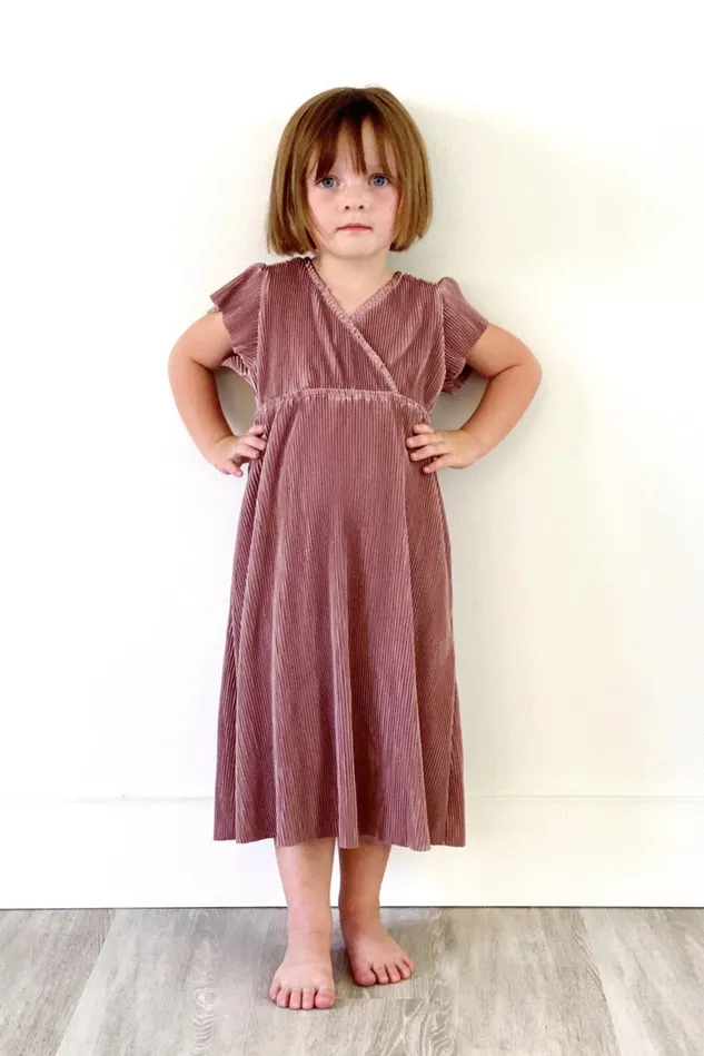 Women Flower Girl Baltic Born Toddler Athena Pleated Midi Dress Rose