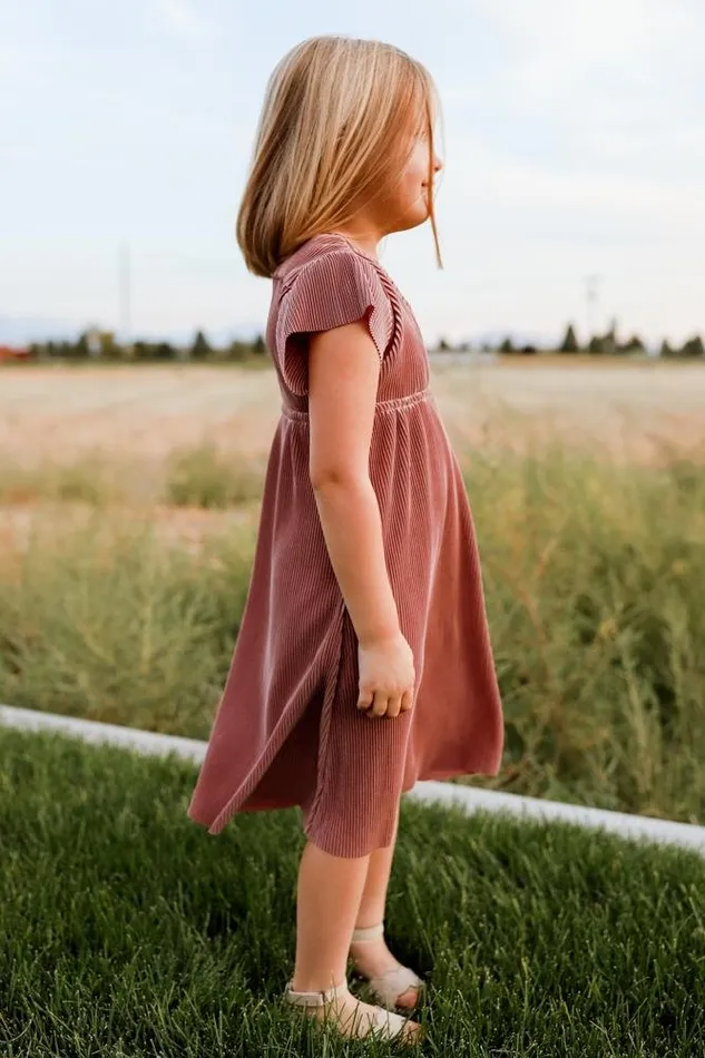 Women Flower Girl Baltic Born Toddler Athena Pleated Midi Dress Rose