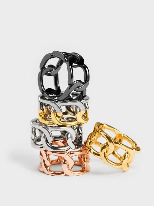 Women Gabine ChainLink Ring 8211 Gold CHARLES and KEITH Rings Women Gabine ChainLink Ring 8211 Gold CHARLES and KEITH Rings