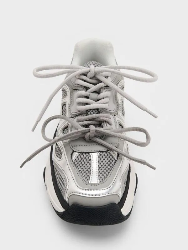 Women Gaskell Metallic Mesh Chunky Sneakers 8211 Grey CHARLES and KEITH Sneakers