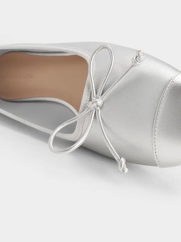 Women Glennis Bow Ballet Flats 8211 Silver CHARLES and KEITH Ballet Flats