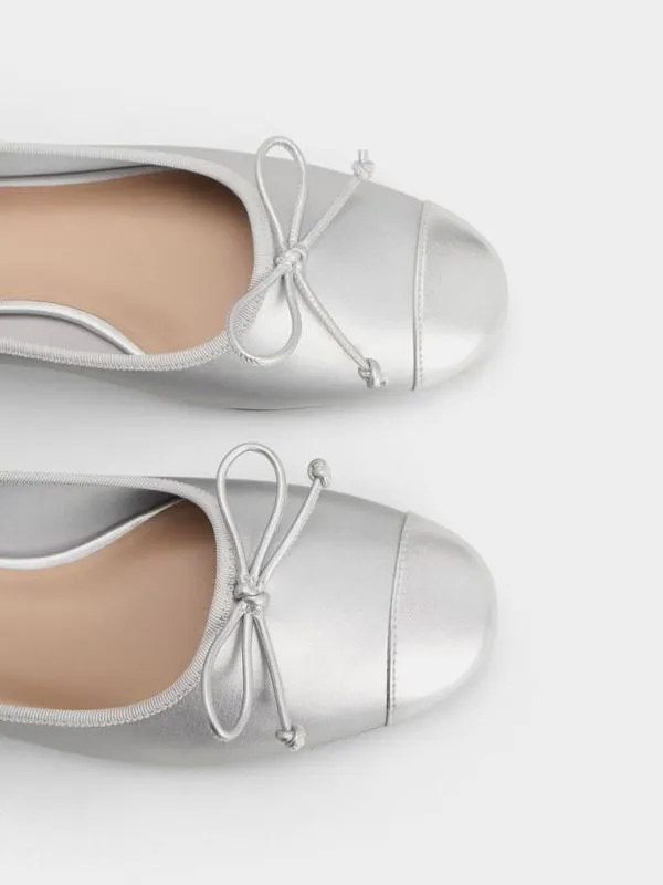 Women Glennis Bow Ballet Flats 8211 Silver CHARLES and KEITH Ballet Flats