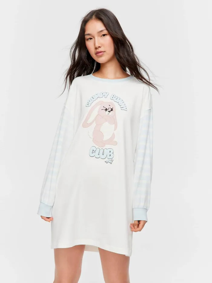 Women Grumpy Bunny Long Sleeve Sleep Tee Cream Peter Alexander Nighties