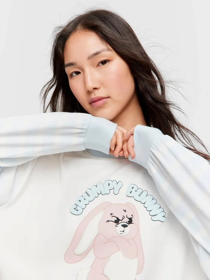 Women Grumpy Bunny Long Sleeve Sleep Tee Cream Peter Alexander Nighties