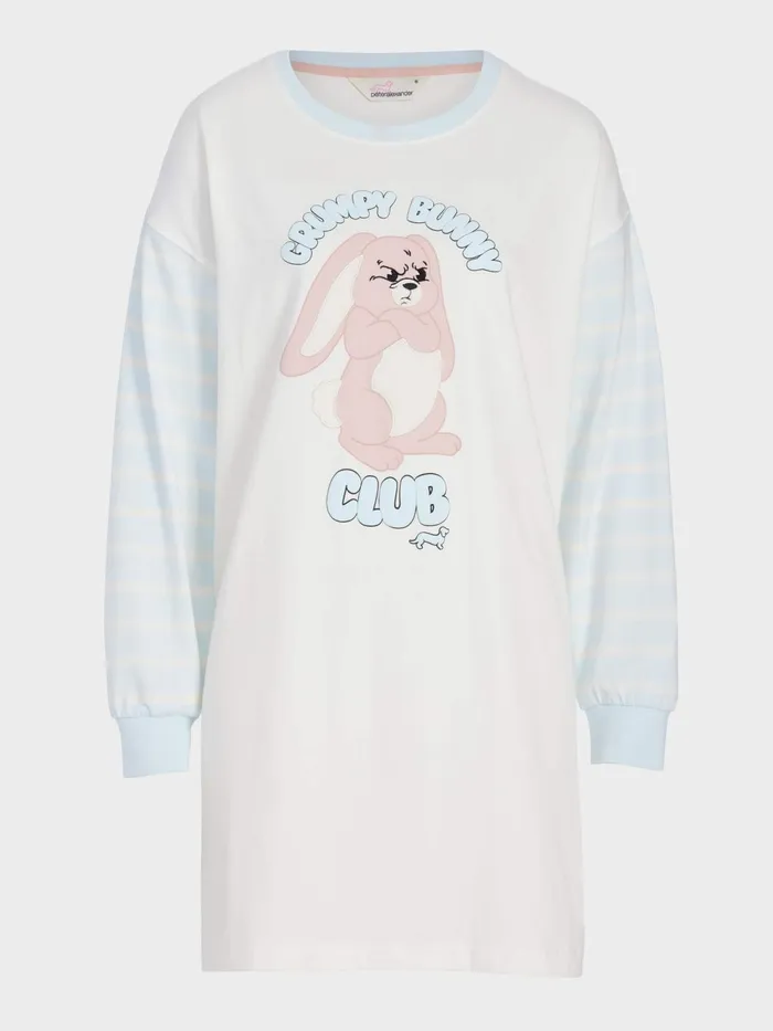 Women Grumpy Bunny Long Sleeve Sleep Tee Cream Peter Alexander Nighties