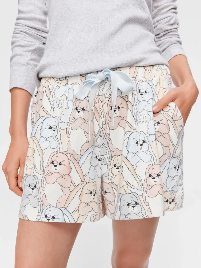 Women Grumpy Bunny Plush Mid Short Multi Peter Alexander Shorts