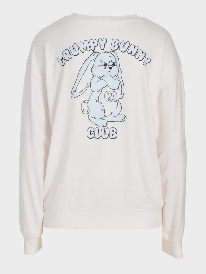Women Grumpy Bunny Plush Sweater Oatmeal Peter Alexander Tops