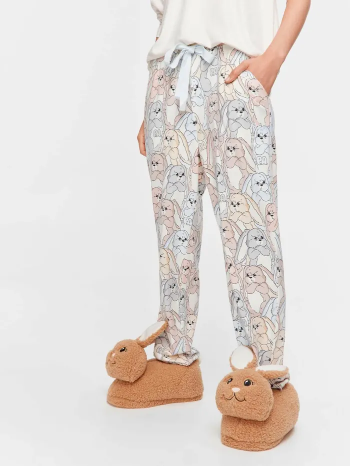 Women Grumpy Bunny Tapered Leg Plush Pj Pant Multi Peter Alexander Pants