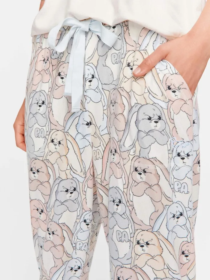 Women Grumpy Bunny Tapered Leg Plush Pj Pant Multi Peter Alexander Pants