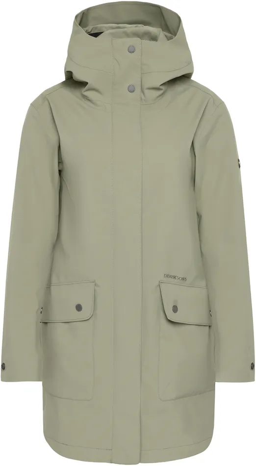 Women Gwen Parka Mistel Green Didriksons Spring Jackets
