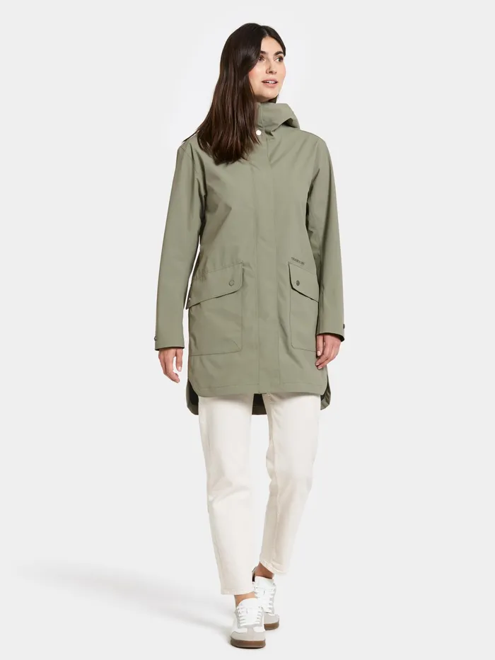 Women Gwen Parka Mistel Green Didriksons Spring Jackets