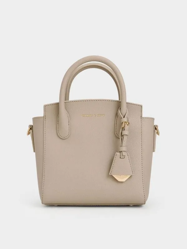 Women Harper Structured Top Handle Bag 8211 Taupe CHARLES and KEITH Top Handle Bags Women Harper Structured Top Handle Bag 8211 Taupe CHARLES and KEITH Top Handle Bags