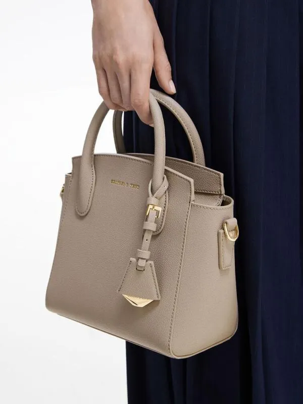 Women Harper Structured Top Handle Bag 8211 Taupe CHARLES and KEITH Top Handle Bags