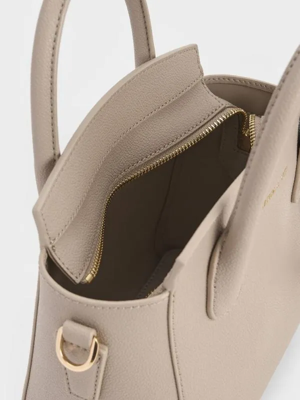 Women Harper Structured Top Handle Bag 8211 Taupe CHARLES and KEITH Top Handle Bags