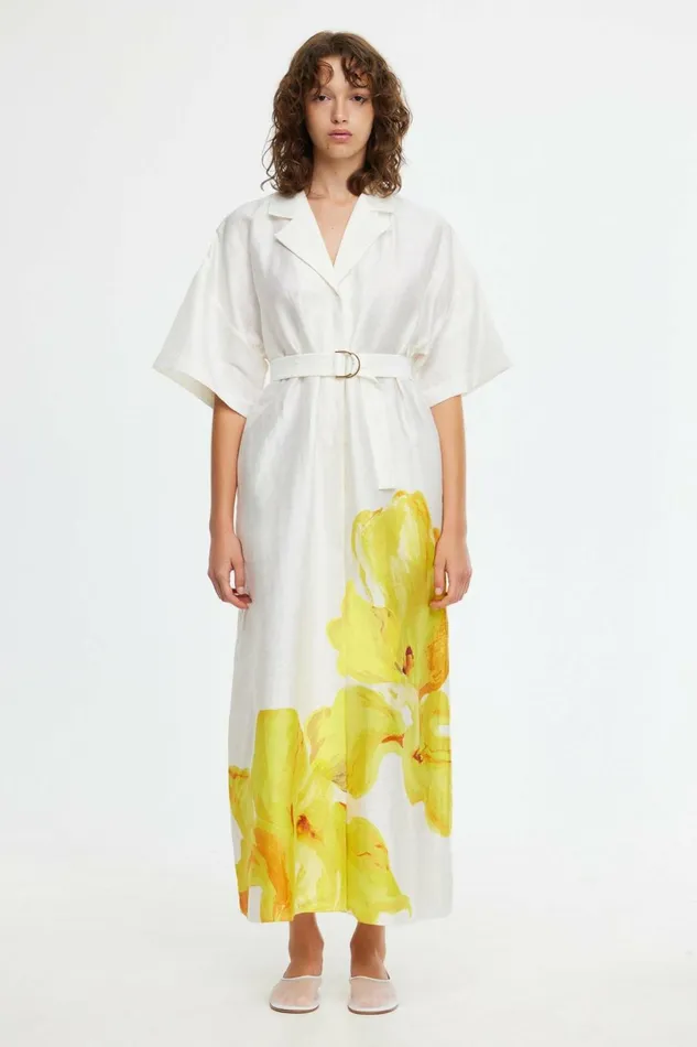 Women HAWKESBURY MIDI DRESS Ivory Calla Lily Acler Midi Dresses