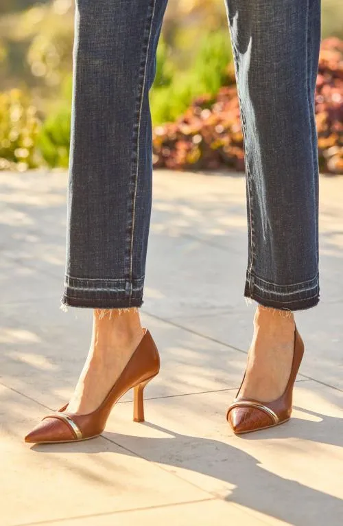 Women Heels Liverpool Los Angeles Belair Pump With Embossed Croc Luggage
