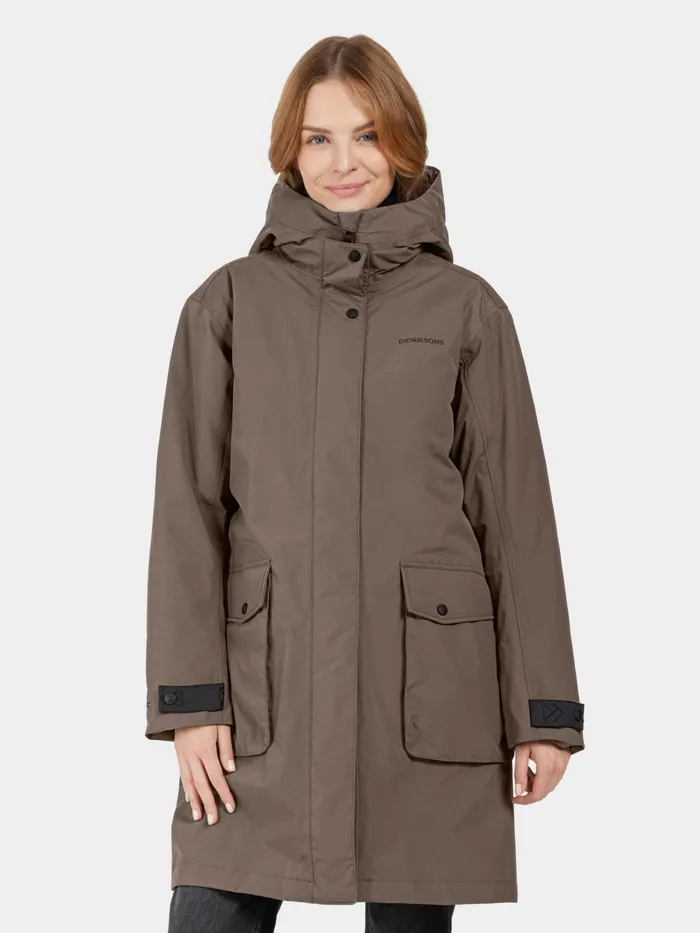 Women Ilsa Parka Mocha Brown Didriksons Autumn Jackets