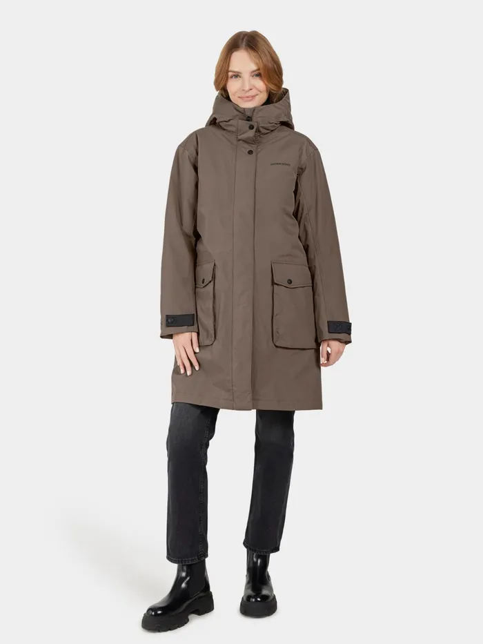 Women Ilsa Parka Mocha Brown Didriksons Autumn Jackets