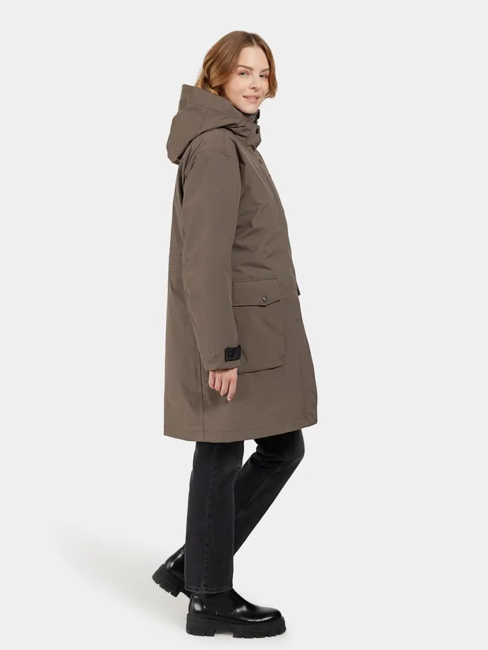 Women Ilsa Parka Mocha Brown Didriksons Autumn Jackets
